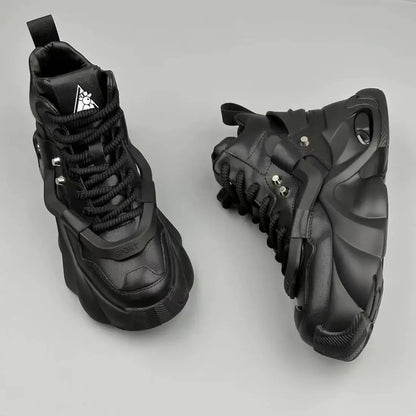 Men's Boots High Top  New Trend Wear-resistant Synthetic Leather Boots Casual Lace Up Height Increasing Fashion Boots 2025