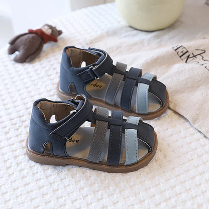 Boys Summer Closed Toe Sandals Anti-Collision Soft Sole Beach Shoes Non-Slip Rubber Bottom Toddler Casual Footwear 21-30