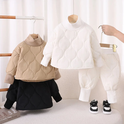 New Winter Fashion Baby Clothes Suit Children Boys Thick Warm T-Shirt Pants 2Pcs/Sets Kids Girls Clothing Infant Casual Costume