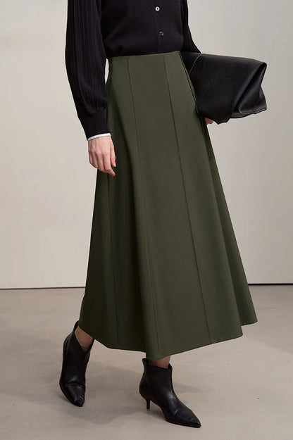 Women's Skirt 2025 Spring New Minimalist Solid Color Loose Skirts For Women Medium To Long Versatile A-shaped Skirt12524019