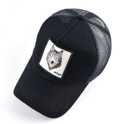 Four Seasons Trucker Cap Men Women Snapback Hip Hop Baseball Cap With Embroidery Wolf Patch Adjustable Visor Hat
