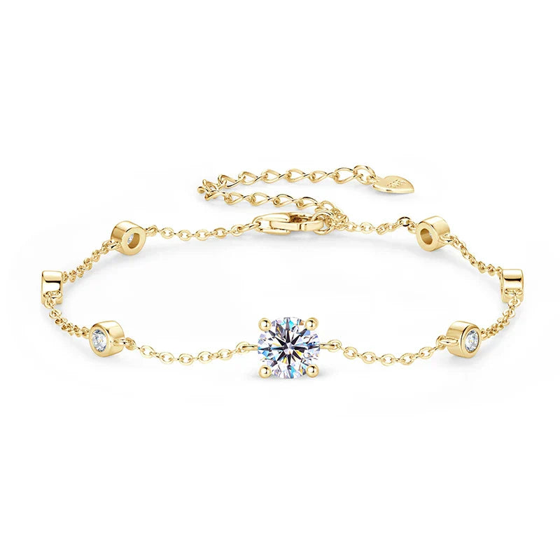 7 Stones 100% Real Moissanite Bracelets for Women D Color Four-claw S925 Sterling Silver Luxury Chain Lab Diamond Jewelry