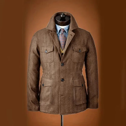 Men's Tweed Jacket Tuxedo Woolen Suit High Quality Costumes Wool Single Breasted Casual Slim Fit Male Blazers Autumn Winter