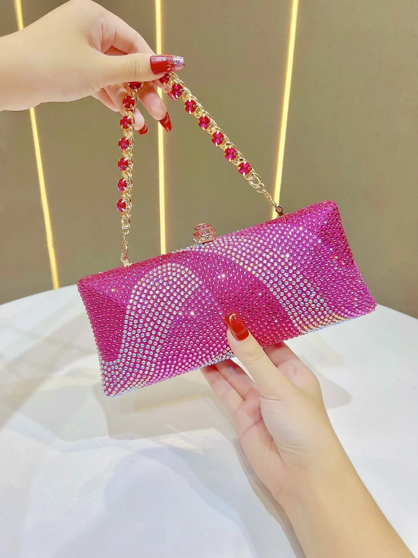 Fashion Trendy Party Bag Evening Shiny Rhinestone Clutch Phone Holder Large Capacity Women's Daily Use Glitter Party Bag