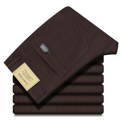 Large Size 42 44 Autumn 96% Cotton Men's Stretch Slim Jeans ArmyGreen Soft Comfortable Casual Straight Denim Pants Trousers