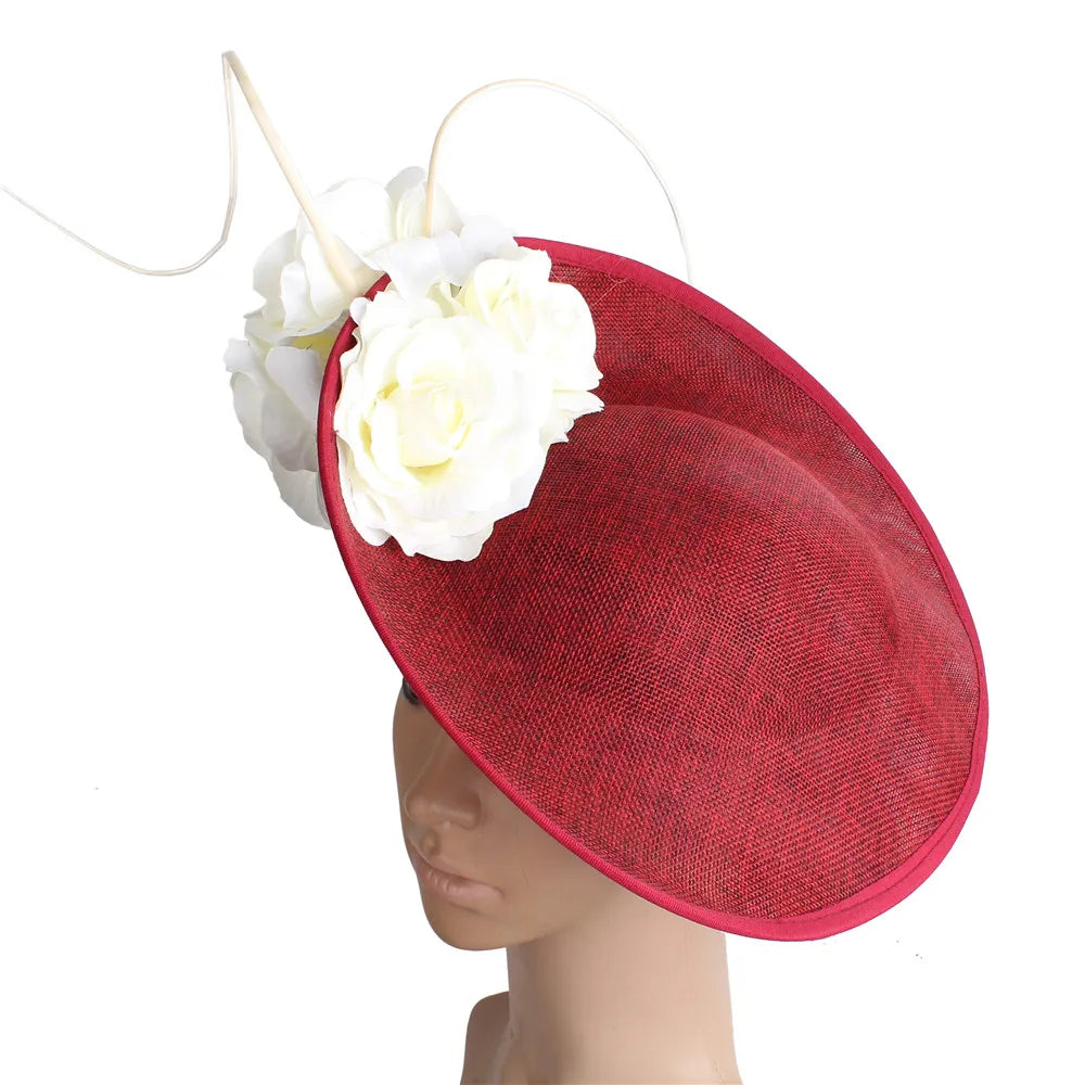 Gorgeous Formal Dress Wedding Fedora Cap Women Big Derby Headpiece Flower Fashion Fasinator Hat Handmade Occasion Millinery Cap