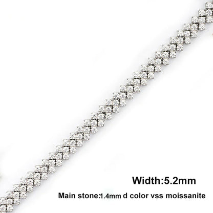 1.5mm Real Moissanite Tennis Bracelet S925 Sterling Silver  3-row Heart Lab Diamond Bracelets for Bridal Women Wedding Jewelry