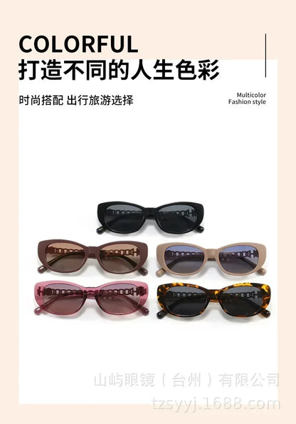 2025 New Trend Oval Polarized Sunglasses Women's Chain Hollow Frame Cat Eye Sun glasses Women's Fashion Luxury Design Glasses