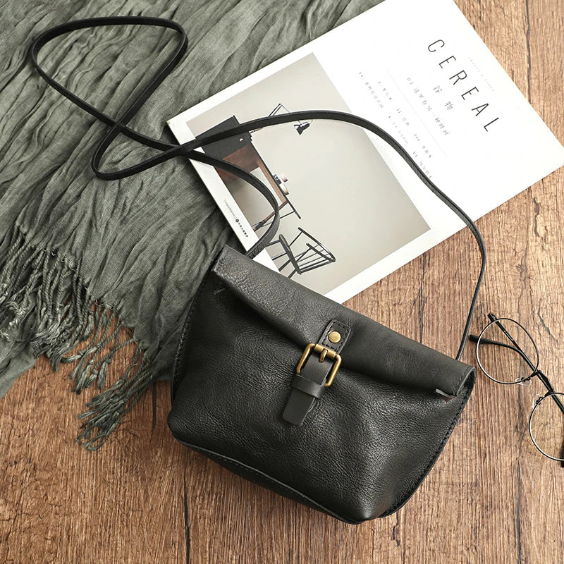 Soft Genuine Leather Women Messenger Bag Female Real Leather Crossbody Shoulder Bags Small Handbag Retro Phone Bag for Girls