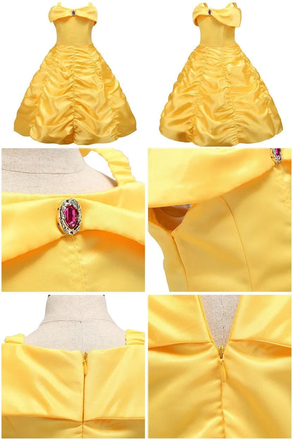 Kid Snow White Cinderella Rapunzel Elsa Belle Costume Girl Halloween Christmas Carnival Dress Children Princess Evening Gown