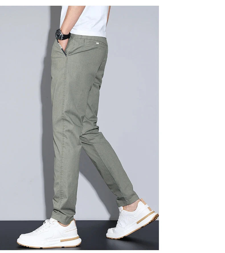 Cotton Thin Men's Business Casual Pants Summer Straight Slim Fit Fashion Stretch Solid Trousers Korean Men's Pants Size 28-38