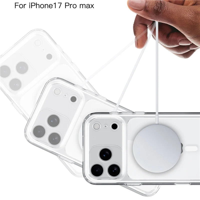 Touch Camera Button Original Clear for Magsafe Case For iPhone 17 Air 17Pro 17Pro Max Wireless Charge Shockproof Hard Cover
