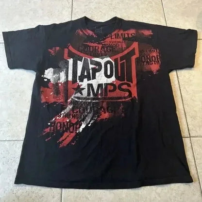 Streetwear Tapout T Shirt Y2K Mens Hip Hop Letter Graphic Print Oversized TShirt Harajuku Round Neck Cotton Short Sleeve Tops