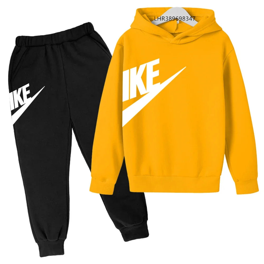 Children 3-12 Years Old Autumn Hoodie Long-sleeved Boys Girls Toddler Sports Coat Top+Pants Stylish Casual Sweatshirt Set