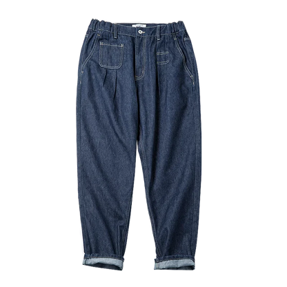Retro Denim Wash Baggy Men's Jeans Wide Leg Tapered Pants Fashion Casual Streetwear Jean Straight Elastic Men Trousers
