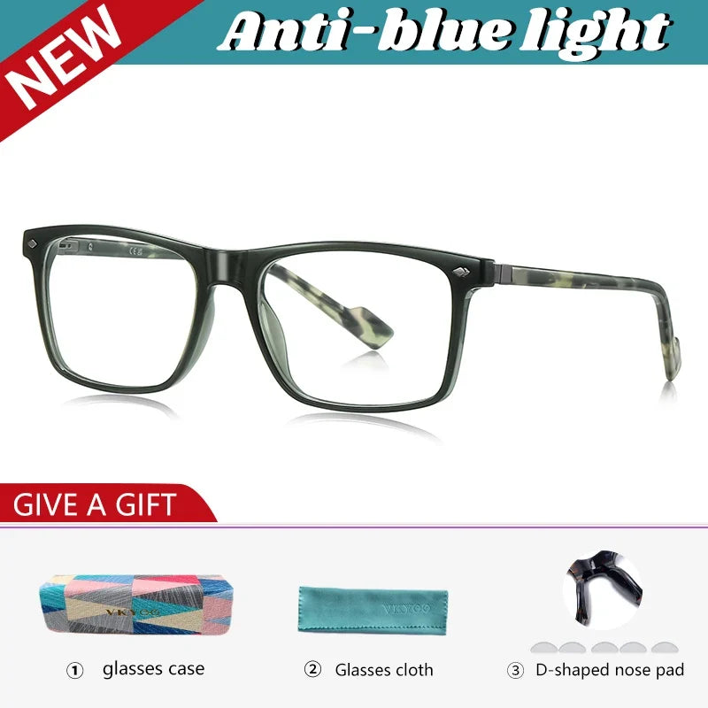 New Fashionable Geometric Square Frame Minimalist Design Men's Anti-Blue Light Glasses Customizable Prescription LS218