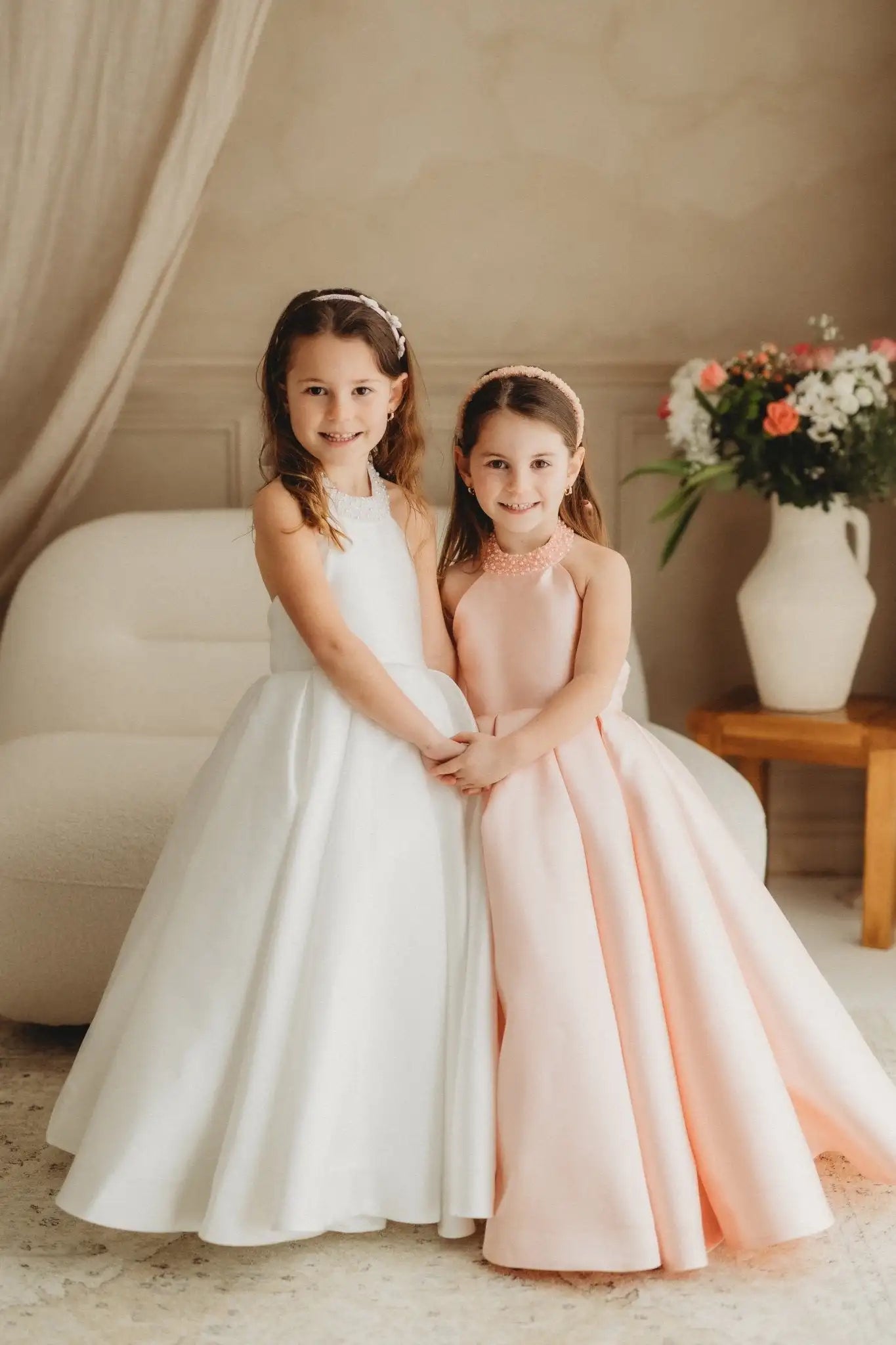 Satin Flower Girl Dress Mini Bridal Wedding Dress Kids Ball Gown 1st Communion Frock Pageant Gown Vestidos De Noiva Customized