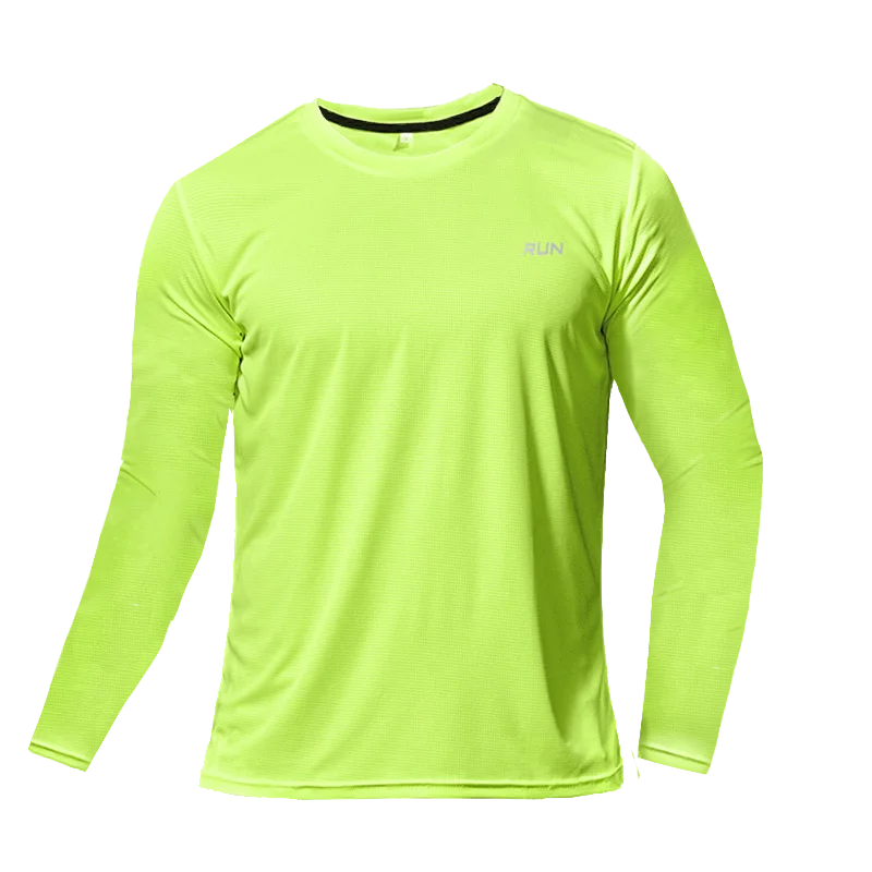 Men's Quick Dry Long Sleeve Gym Running Moisture Wicking Round Neck T-Shirt Training Exercise Gym Sport Shirt Tops Lightweight