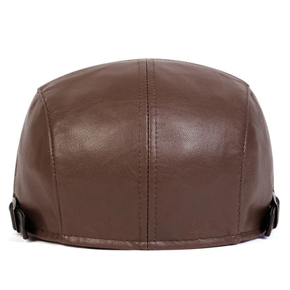 Men Retro Pu Leather Newsboy Caps JAMONT labeling British Painters Hats Spring Autumn Side Adjustable Flat Cap Hip Hop Berets