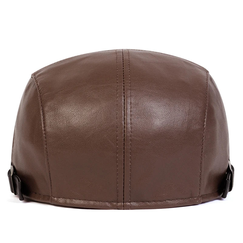 Men Retro Pu Leather Newsboy Caps JAMONT labeling British Painters Hats Spring Autumn Side Adjustable Flat Cap Hip Hop Berets