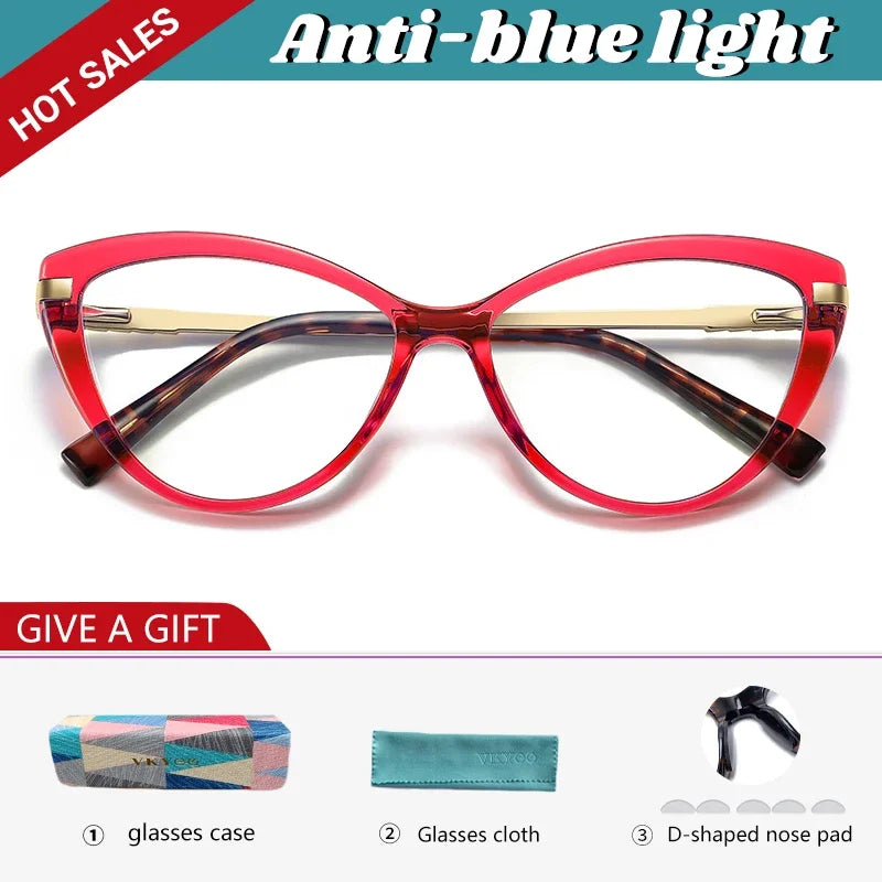 New Cat Eye Optical Glasses Women Myopia Prescription Glasses Hyperopia Reading Glasses Anti Blue Light Computer Eyewear