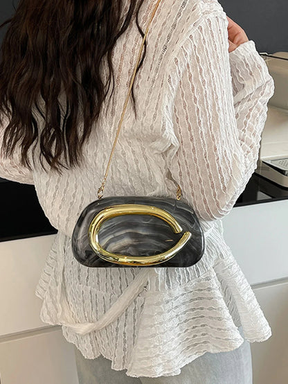 Women's Sealed Box Shaped Acrylic Clutch Fashion Dinner Wedding Party Handbag Elegant Luxury Designer Crossbody Shoulder Bag