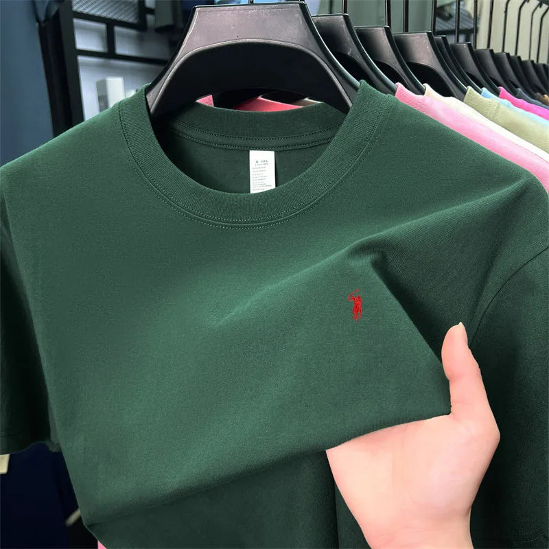 100% cotton high-end short sleeve T-shirt summer designer brand pony embroidery round neck top fashion casual golf men's wear