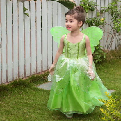 Girls Tinkerbell Fairy Dresses LED Light Up for Girls Costume Kids Cosplay Flower Fairy Princess Clothes Christmas Party Outfit