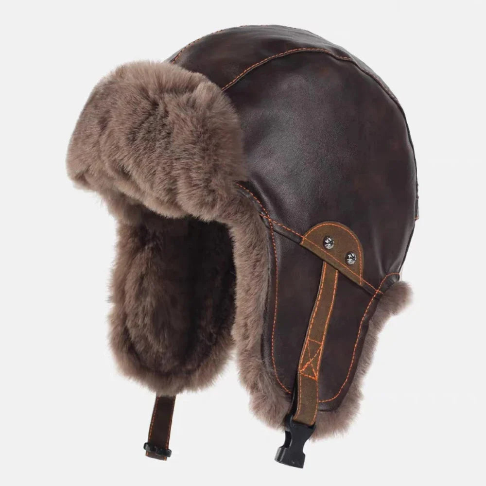 Bomber Hat New PU Leather Winter Hats for Men Women Waterproof Snow Ski Trapper Earflap Cap Male Female Russian Fur Hats