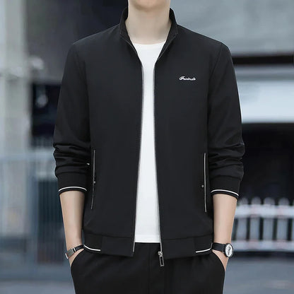 Spring Autumn New Men Lapel Jacket Coats Fashion Fabric Comfortable Breathable Sweat Absorption Comfortable Slim Version Coats