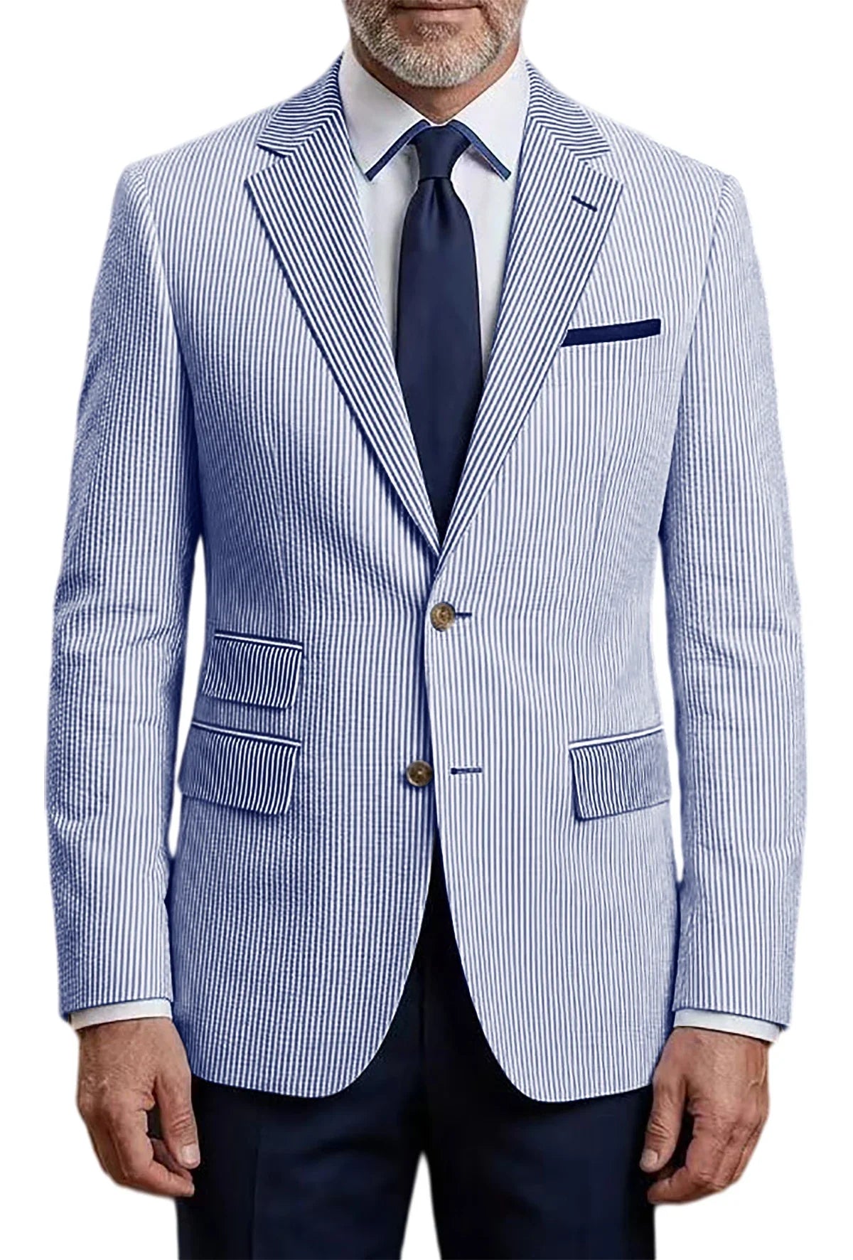 Men's Striped Seersucker Blazer Slim Fit Casual Suit Jacket Formal Business Coat Breathable Spring Summer Streetwear Outerwear