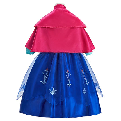 Kids Anna Cosplay Clothing Little Girls Christmas Halloween Gown Kids Party Red Cloak Costume Dance Long Sleeve Princess Dresses