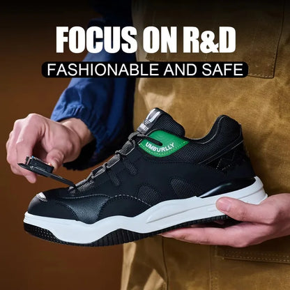 Fashion 2025 New Work Shoes Men Steel Toe Anti Smashing Indestructible Sneakers Splicing Design Comfortable Male Footwear