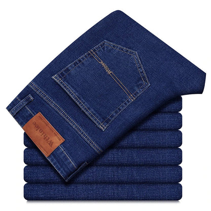2026 New Style Business Men's Jeans Casual Straight Stretch Fashion Classic Blue Black Work Pant Denim Trousers Male Clothing