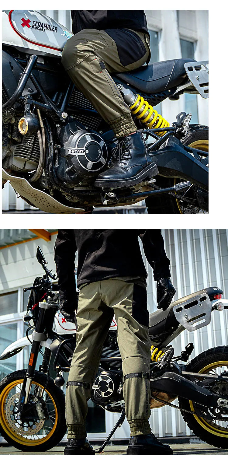 Men's Motorcycle Pants Winter Plus Fluff Warm Windproof Splash-proof Water Riding Trousers With CE Protective Accessories