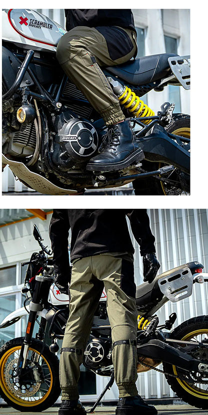 Men's Motorcycle Pants Winter Plus Fluff Warm Windproof Splash-proof Water Riding Trousers With CE Protective Accessories