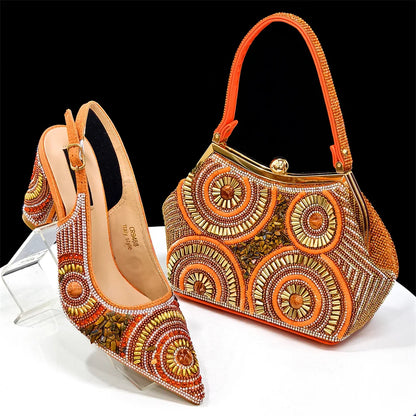 Elegant Italian Design Women's Party Shoes With Matching Handbag - Perfect for Hot African Weddings Stylish Heels and Bag Set