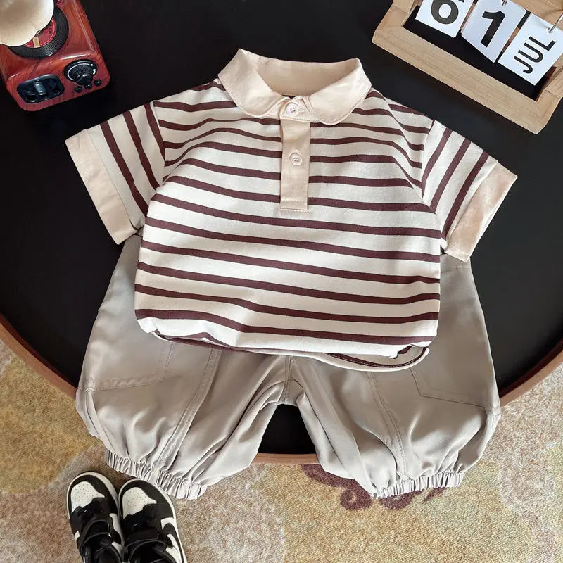 Summer Children Boys Clothing Kids Strips T-Shirt Shorts 2Pcs/Set Toddler Leisure Sport Suits Baby Cotton Tracksuits 0-5 Years