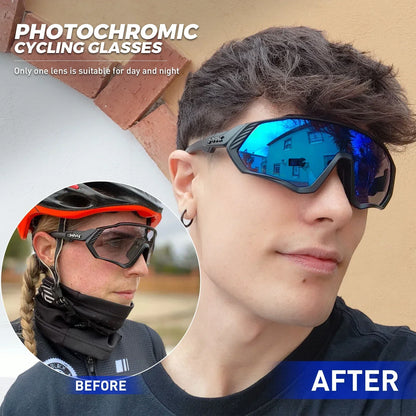 Photochromic Cycling Sunglasses Men Women Road Mtb Mountain Bike Bicycle Glasses Cycling Glasses Sport Running Eyewear