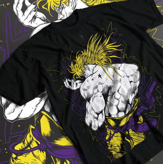 High-quality Crew-neck Short-sleeved Men's Tshirt JoJo Bizarre Adventure Shirt Jotaro Kujo Tshirt Dio Giorno T-Shirt Anime Shirt