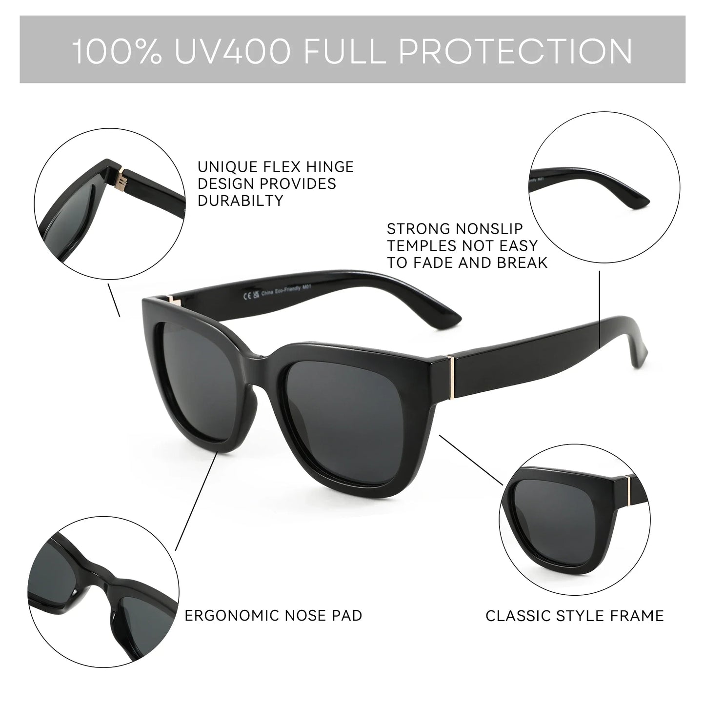 Fashion Butterfly Polarized Sunglasses for Women UV400 Protection Shade Ladies Cat Eye Sun Glasses ZS2218