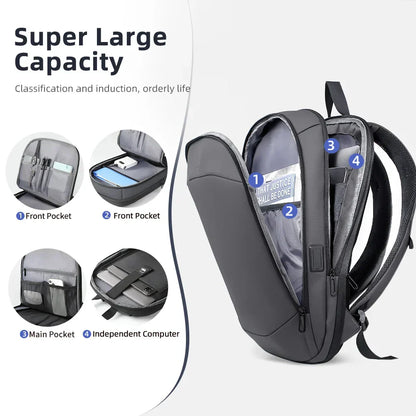 Business Backpack for Men 17 Inch Laptop Backpack with USB Port Slim Expandable Waterproof Travel Bag Large Work Computer Bag