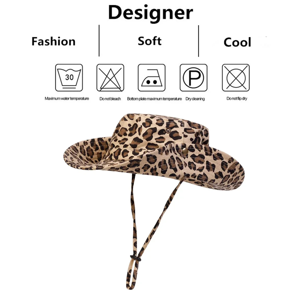 Men Leopard Print Big Brim Bucket Hats Fishermen Caps Outdoor Casual Cap Men Sunscreen Hat Adventure Hat