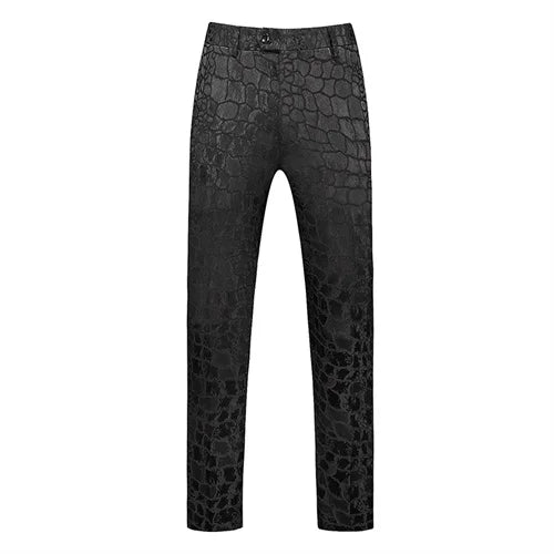 Fashion Men Luxury Jacquard Suit Pants White / Black / Pink Trend Male Groom Wedding Prom Party Dress Trousers