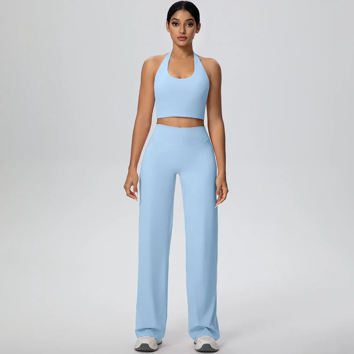 2PCS Woman Backless Hanging Neck Bra and Pants Yoga Set Summer Breathable Gym Sports Running Workout Top Hot Sales Yoga Set