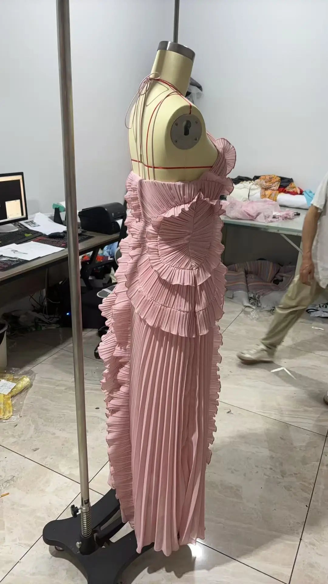 Gown Neck Strap Irregular Long Dress For Women Ruffle Sleeveless High Waist Backless Dresses 2025 New Summer Elegant Party Y2k