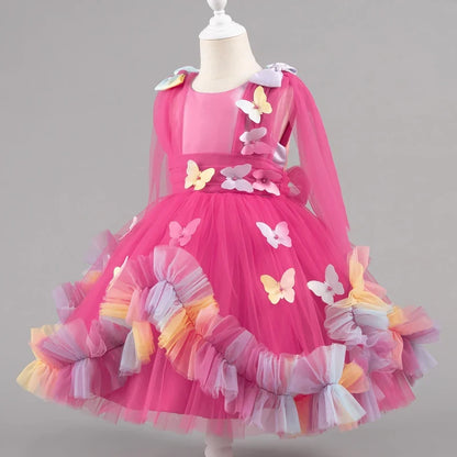 Baby Dress 0-5 Years Birthday Party Wedding Dresses For Toddler Sleeveless Butterfly Mesh Fluffy Cute Girl Princess Dress