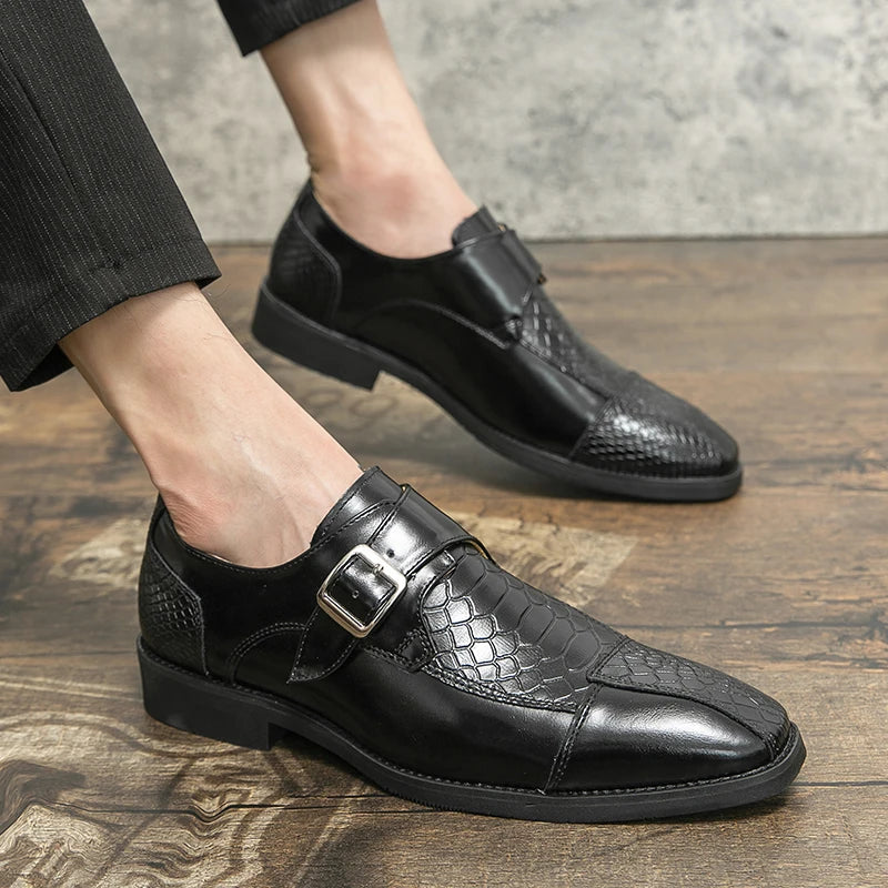 Leather Designer Brand Monks Snake Luxury Men Casual Office Business Man Loafers Mens Moccasins Driving Wedding Dress Male Shoes