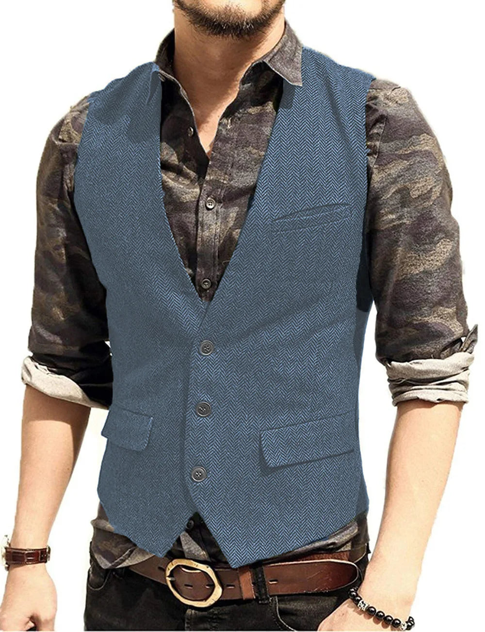 Black Men's Blazer Vest Euro Size Vintage Vests Man Single Breasted Outerwear Men's Suits Vest Spring Autumn Herringbone Vest