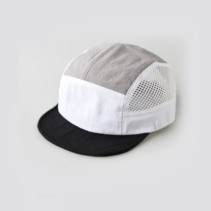Retro Color-Blocked Breathable Quick-Dry Flat-Brimmed Hat with Adjustable Mesh Fabric, Suitable for Both Men and Women, Ideal for Outdoor Activities Like Hiking, Running, Camping, and Daily Commuting
